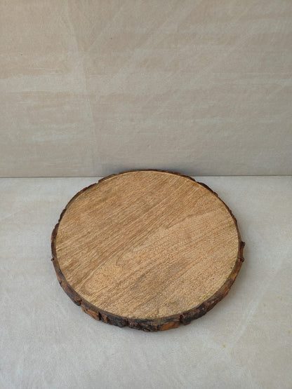 SacredFig Wooden Log Bark Wood Platter, Multipurpose use for Painting & Decor, Round Bark Wood Log