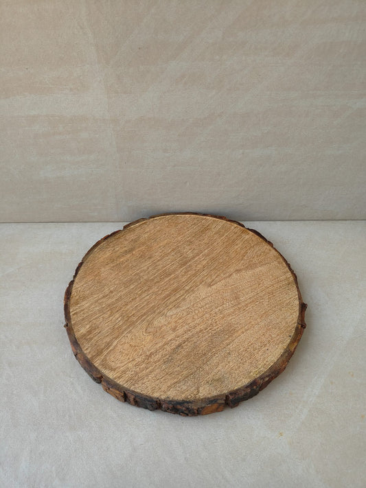 SacredFig Wooden Log Bark Wood Platter, Multipurpose use for Painting & Decor, Round Bark Wood Log