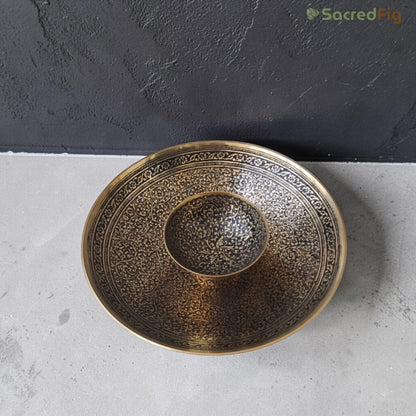 SacredFig Decorative Brass Bowls Set of 2 | Meenakari Design (9x4 In) | Wedding Gifting