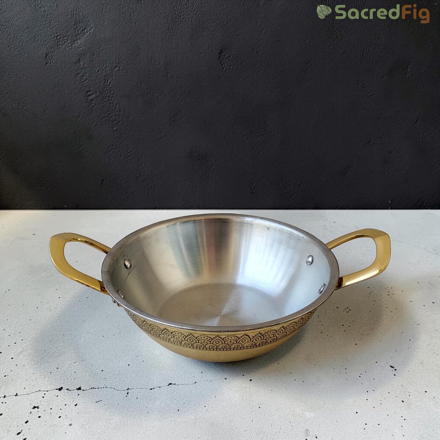 Brass Kadhai (2000 ml) with Lid – Handcrafted Peetal Kadhai | Ritual Legacy Series | SacredFig