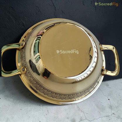 Brass Kadhai (2000 ml) with Lid – Handcrafted Peetal Kadhai | Ritual Legacy Series | SacredFig