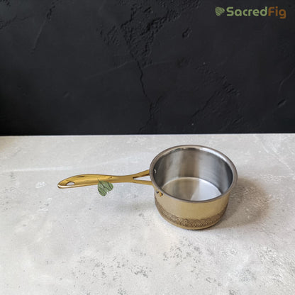 SacredFig Handcrafted Brass Saucepan - 1000ml | Ritual Legacy series | Premium Brass Cookware