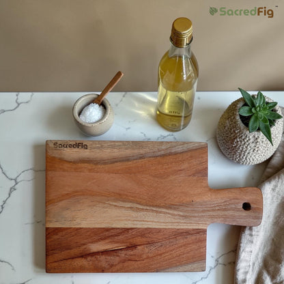 SacredFig Neem Wood Serving Platter| Compact Platter, Square Edges Board 10 × 6 in