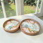 SacredFig Serving and Decorative Round Tray| Multicolored Mosaic Tray| Set of 2 | S 12×2 in| L 14×2 in