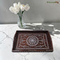 SacredFig Sheesham Wooden Rectangular  Tray with Floral Inlay | 15x10 in |  Decorative Serving Tray | Water-Resistant