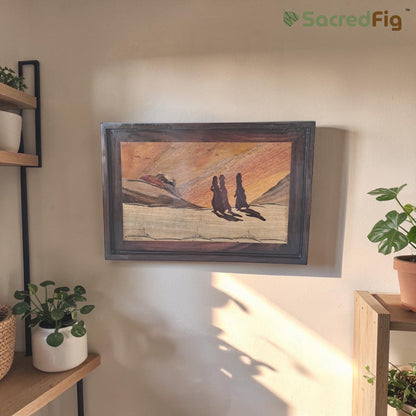 SacredFig Handcrafted  Wooden Inlay Wall Painting – Indian Lady Art Frame | Rustic Home Décor | 16 x 10 in