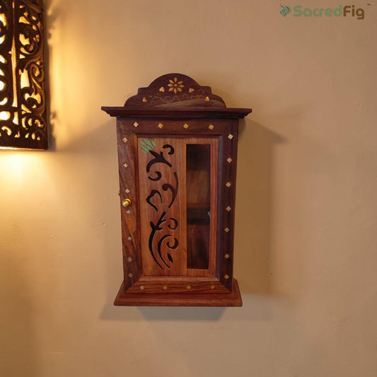 SacredFig Wooden Key Holder – Glass Design with Sheesham Wood (11 × 6 In)