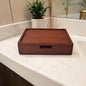 SacredFig Luxury Wooden Amenities Tray for Hotels | Acacia Wood Organizer with Glossy Dark Finish