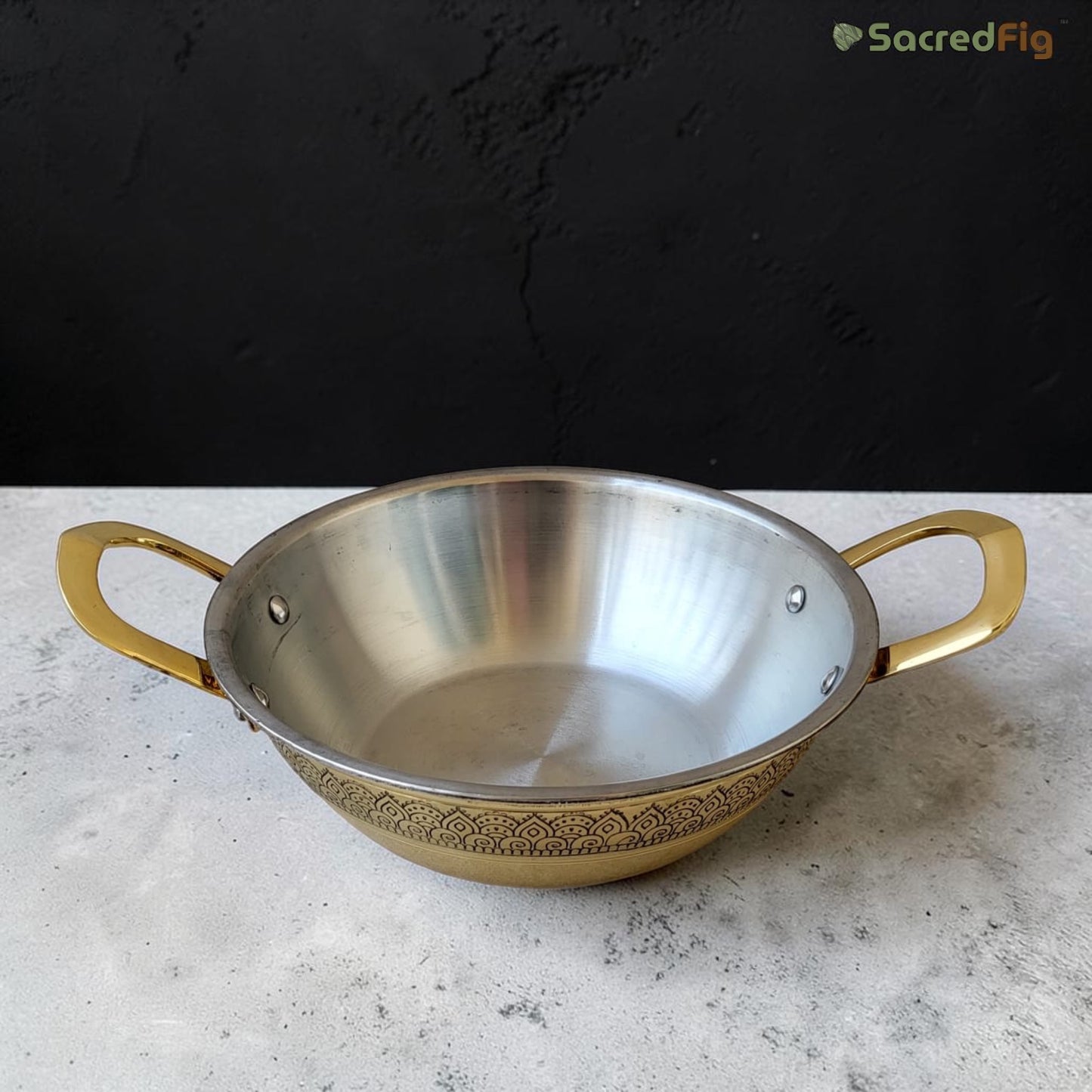 Brass Kadhai (2500 ml) with Lid – Handcrafted Peetal Kadhai | Ritual Legacy Series | SacredFig