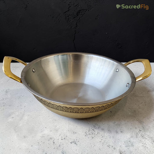 Brass Kadhai (3000 ml) with Lid – Handcrafted Peetal Kadhai | Ritual Legacy Series | SacredFig