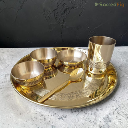 SacredFig  – Ritual Legacy Series | Brass Thali Set (6 Pieces)