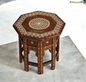 SacredFig Premium Sheesham Wood Table – Intricate Inlay Work | Handcrafted Octagonal Accent Table | 16 Inch