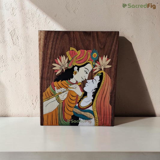SacredFig Eternal Raas Wooden Colored Inlay Art Wall Frame |8 x 10 In| Handmade Wooden Wall Décor Traditional Artwork