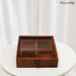 SacredFig Sheesham Wood Multipurpose Box | 4 removable compartments, Black latch - 8x8 in