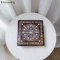 SacredFig Wooden Decorative Square Gift Box with Mandala Intricate Design |6×6 In| Premium Sheesham Wood Handcrafted Storage Box