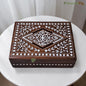 SacredFig Wooden Decorative Gift Box with Geometric Diamond Pattern | 8×6 In | Premium Sheesham Wood Handcrafted Storage Box