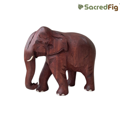 SacredFig Premium Red Elephant in Sheesham Wood  (12 in) | Vaastu and Decor