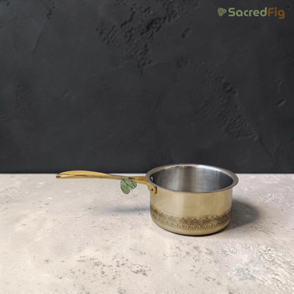 SacredFig Handcrafted Brass Saucepan - 1000ml | Ritual Legacy series | Premium Brass Cookware