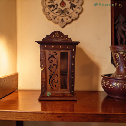 SacredFig Wooden Key Holder – Glass Design with Sheesham Wood (11 × 6 In)