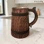 SacredFig Wooden Mug Large – 500 ml | Black Ring Design | Handcrafted Rustic Drinkware