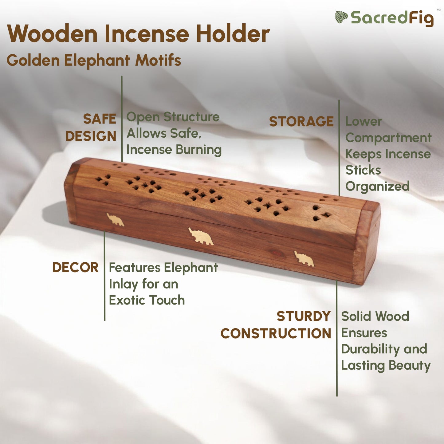 Wooden Agarbatti Holder| Incense Stick Holder | Agarbatti stand wooden box for Puja | 12 in