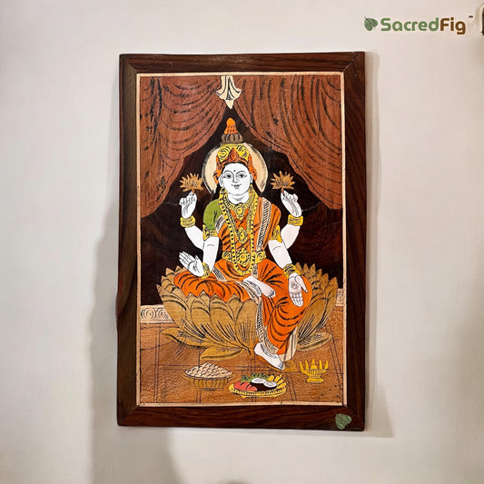 Lakshmi Maa Inlay Wood Art | Mysore Inlay Wall Art | Premium Home Decor by SacredFig | 12 x 18 in