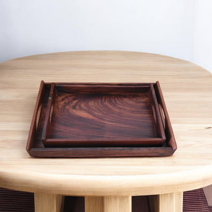 SacredFig Wooden Tray Set | Minimalist Large Serving Tray Set (Set of 2)
