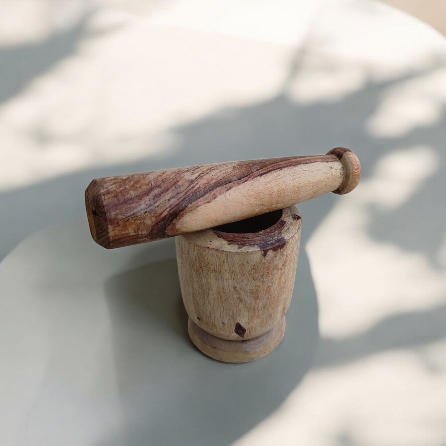 SacredFig Plain Wooden Mortar| Okhli set Plain| Masala Grinder|S,M Sizes