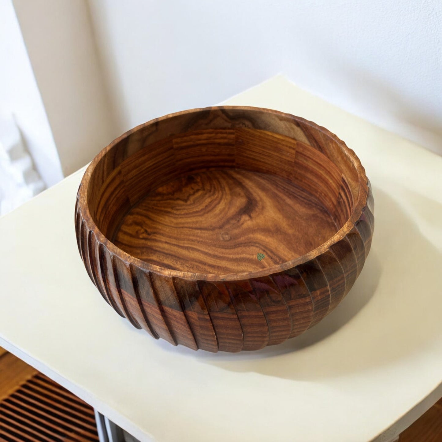 SacredFig Sheesham Wood Chapati Box – 20 cm | Handcrafted Roti Hot Case with Lid | Elegant Kitchen & Dining Storage