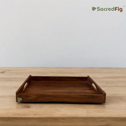 SacredFig Wooden Serving Tray| Rectangular Tray| Flat Tray For Serving | 18 × 12 in