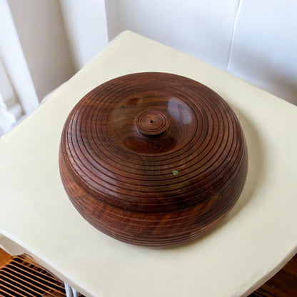 SacredFig Sheesham Wood Roti Box – 20cm | Spiral Carving | Premium Handcrafted Hot Case with Lid