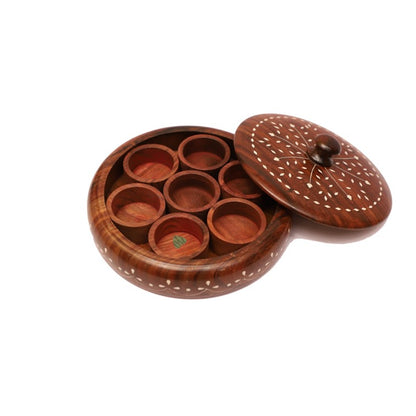 Premium Masala Box with Inlay Work | 9 in (d)