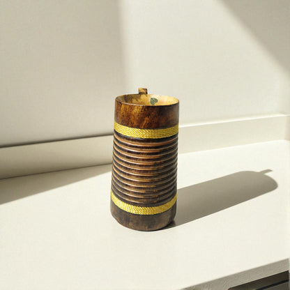 SacredFig Wooden Mug Large – 500ml | Handcrafted Spiral Design | Rustic Drinkware for Hot & Cold Beverages