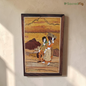 SacredFig Traditional Village Couple Mysore Inlay Art Wall Frame | 12x18 In | Handmade Wooden Wall Decor | Traditional Artwork
