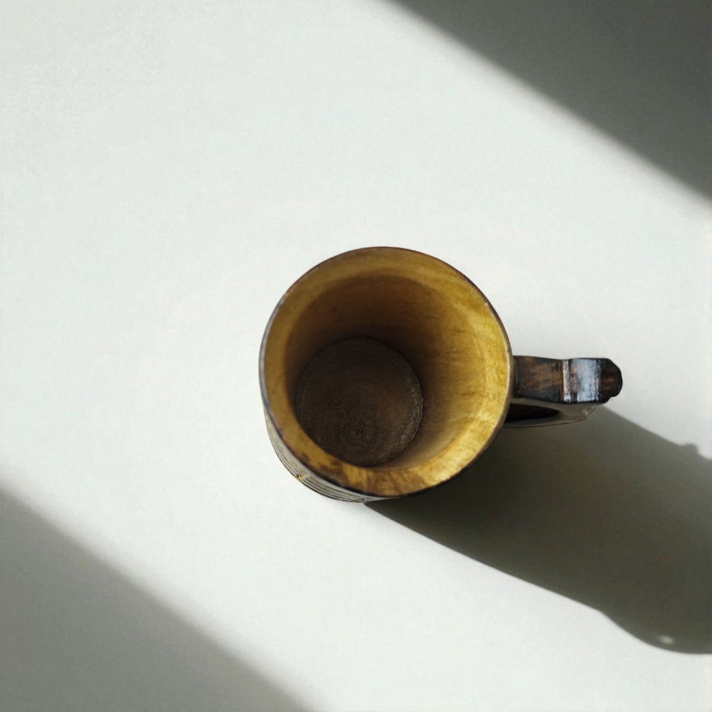 SacredFig Wooden Mug - 300 ml | Vintage Style Wooden Mug with Rope Accents | Handcrafted Large Rustic Mug