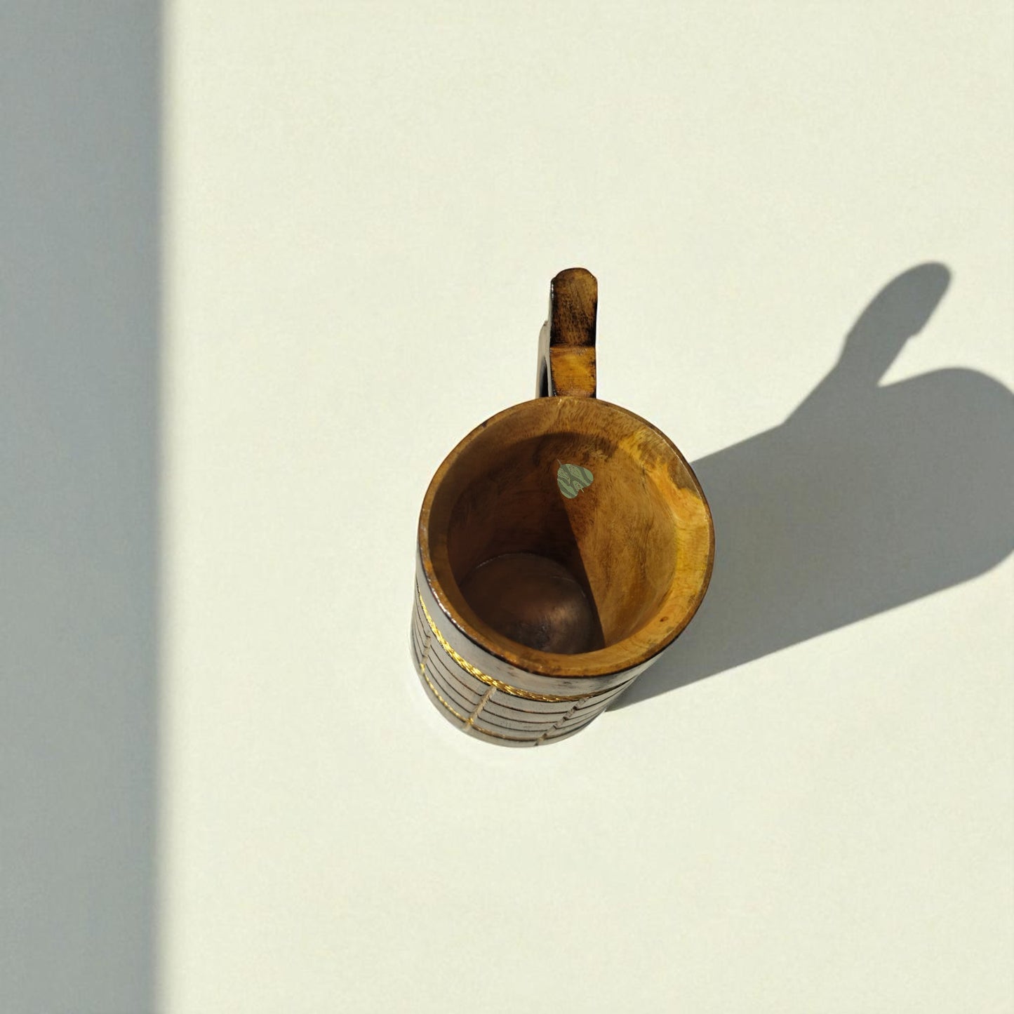 SacredFig Wooden Mug Large - 500ml | Vintage Style Wooden Mug with Rope Accents | Handcrafted Large Rustic Mug