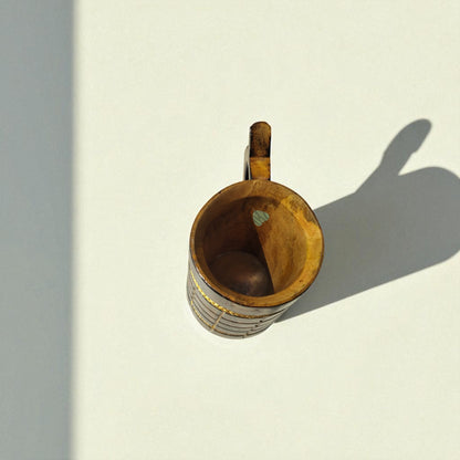 SacredFig Wooden Mug Large - 500ml | Vintage Style Wooden Mug with Rope Accents | Handcrafted Large Rustic Mug