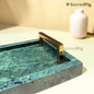 SacredFig Emerald Marble Tray with Metal Handle | Serving & Decorative Tray | 12 x 6 In