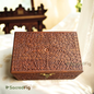 SacredFig Phoolkari Sheesham Wood Sandook | Handcrafted Wooden Chest Box | 17.5 x 11.7 In.