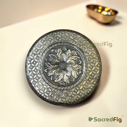 SacredFig The Emblem Sheesham Wood Box with Floral Metal Lid | Wedding & Festive Gifting Box