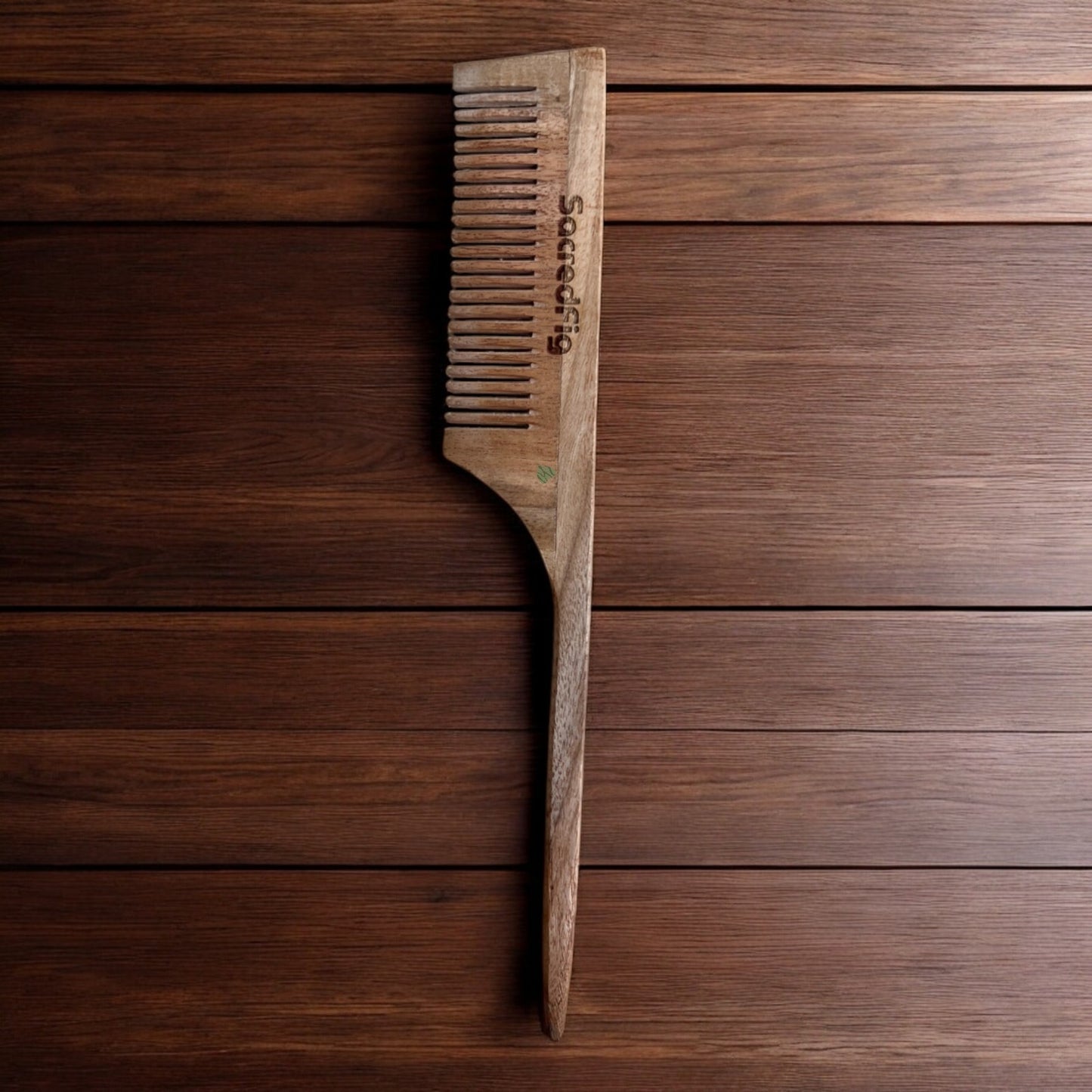 SacredFig Neem Wood Hair Comb – Rat Tail Design | Handcrafted for Precision Styling & Natural Care