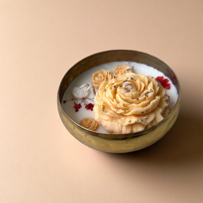 SacredFig Metal Urli Candle – 12 cm Round | Handcrafted Scented Candle with Premium Fragrance