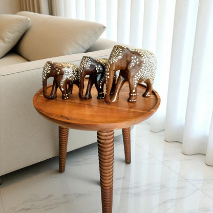 Premium Acacia Wood Side Table with Detachable Legs - 18 in (h)