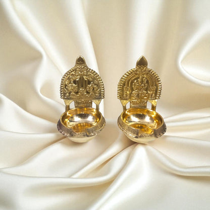 SacredFig Ashtalakshmi Diya Set | Brass Oil Lamps for Auspicious Décor