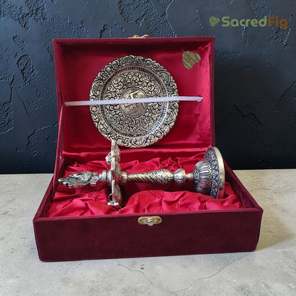 Divine Swastik Diya Holder & Pooja Thali Set | Traditional Pooja Decor | SacredFig