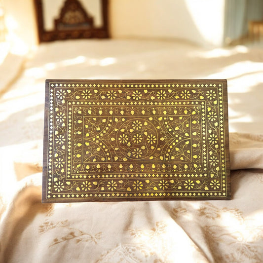 Jewellery Box Large Premium – Heavy Brass Inlaid Work (Virasat Collection) | 15x10 in Handcrafted Heritage Storage Box