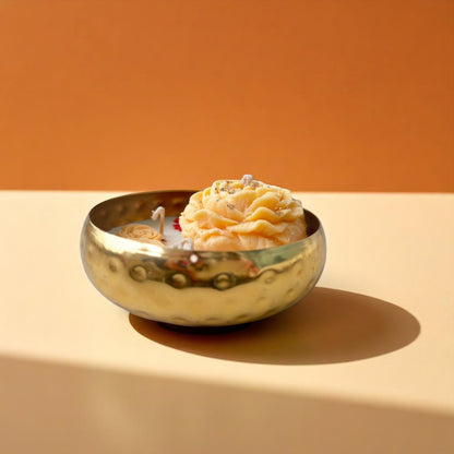 SacredFig Metal Urli Candle – 12 cm Round | Handcrafted Scented Candle with Premium Fragrance