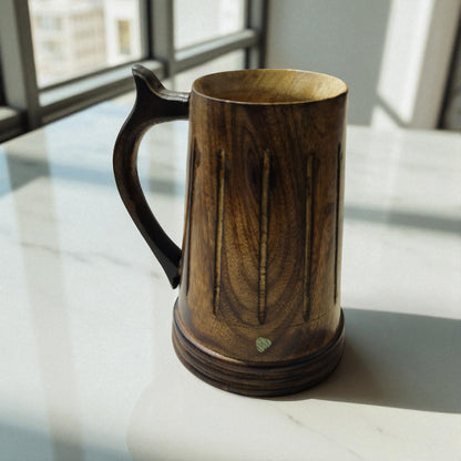 SacredFig Wooden Mug Large – 500 ml | Handcrafted Viking Style | Rustic Finish Mug Design