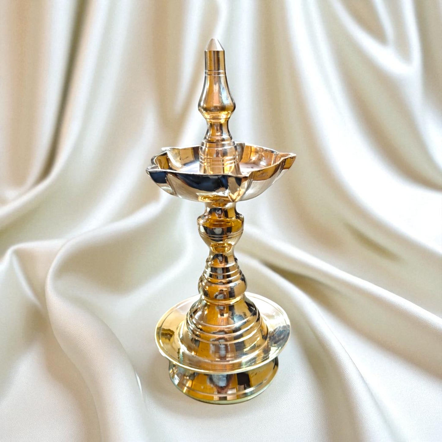 SacredFig Antique Brass Diya Stand | Vintage Charm for Festive Glow