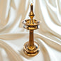 SacredFig Spiral Brass Diya Stand Holder | Handcrafted Elegance for Festive Ambience - 11.5 in (h)